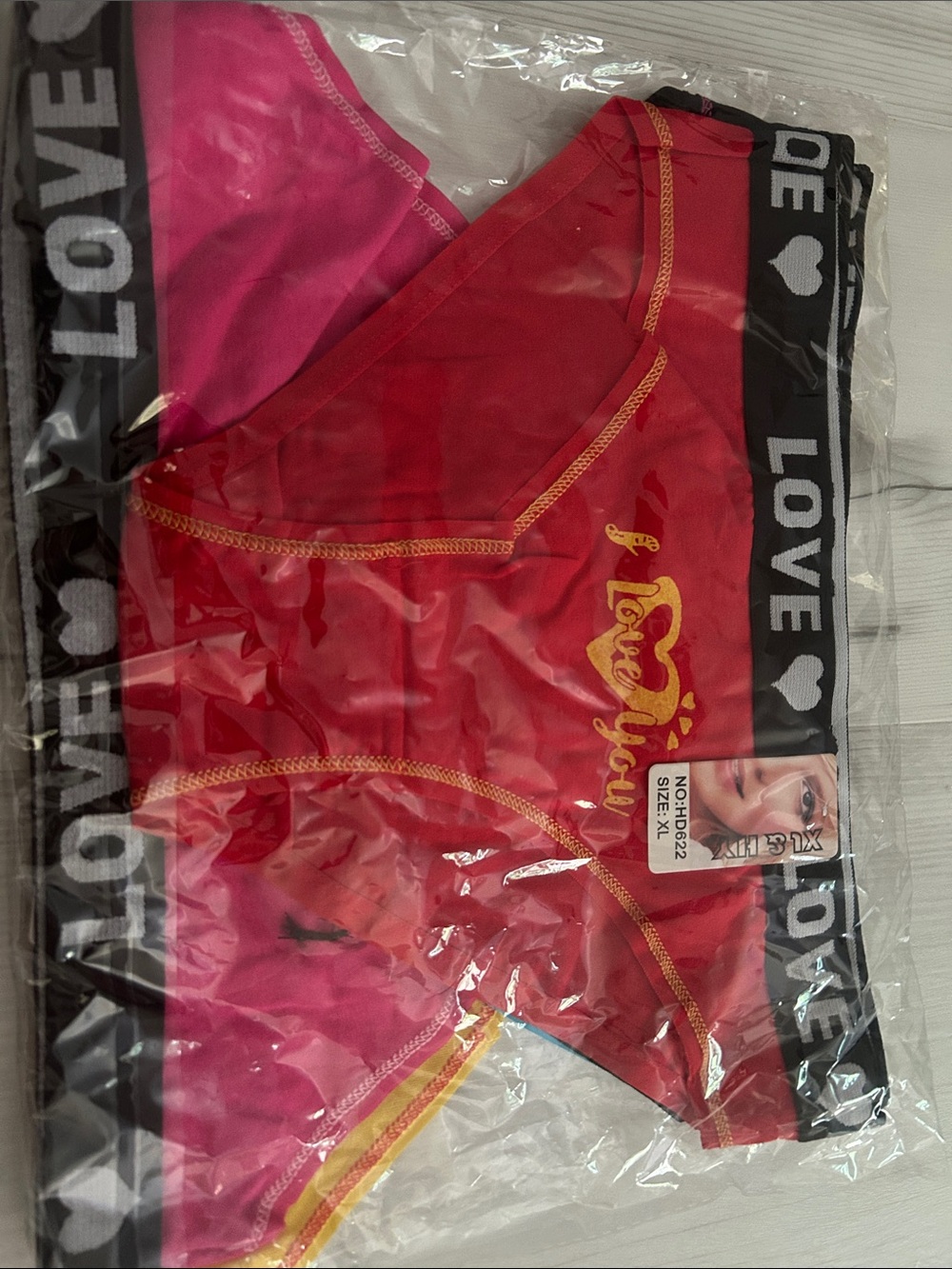 Love Women's Red & Pink Briefs with Black Logo Waistband